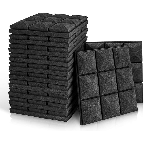 Acoustic Foam Panels Wedge Tiles 12 Pack 2x12x12 Black