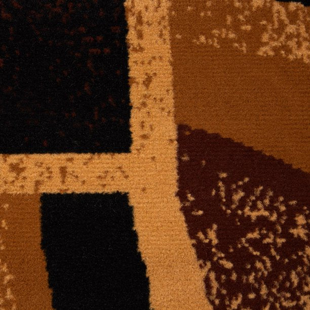 Abstract Border Area Rug Brown and Beige 127x92 Inches