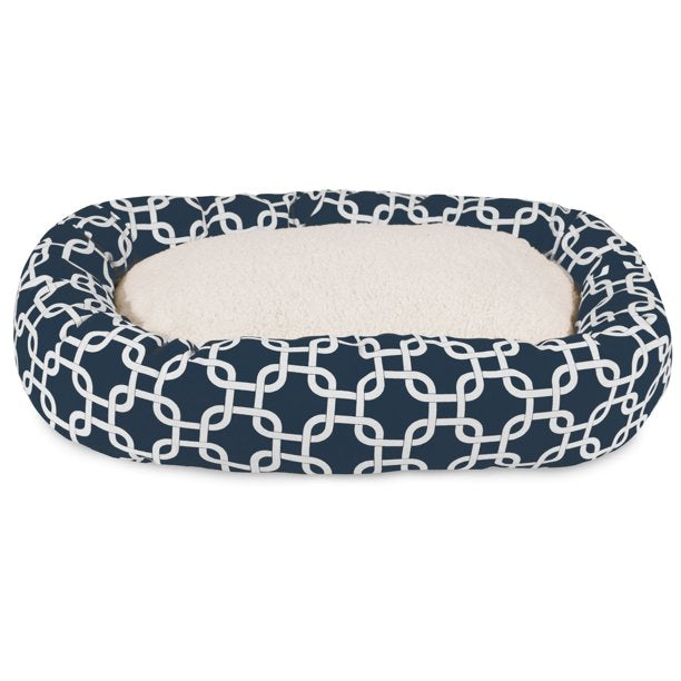 Sherpa Bagel Pet Bed in 32 Inches Medium Navy Blue