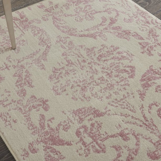 Area Rugs Distressed Damask Pink 3ft x 5ft