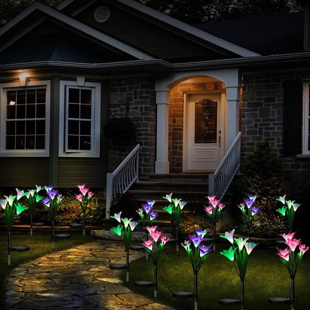 Solar Garden Lights Lily Flower 8 Pieces