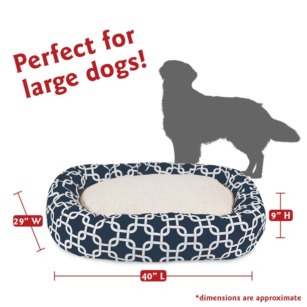 Sherpa Bagel Pet Bed in 40 Inches Large Navy Blue