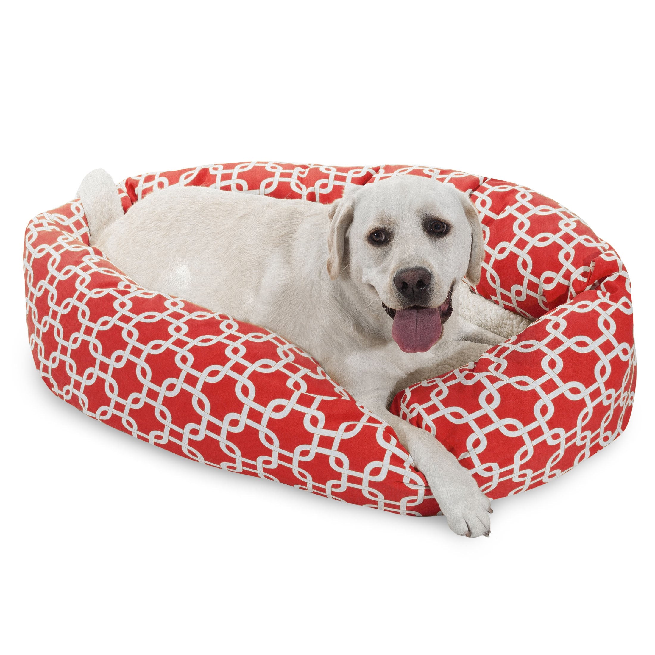 Sherpa Bagel Pet Bed in 40 Inches Red Large