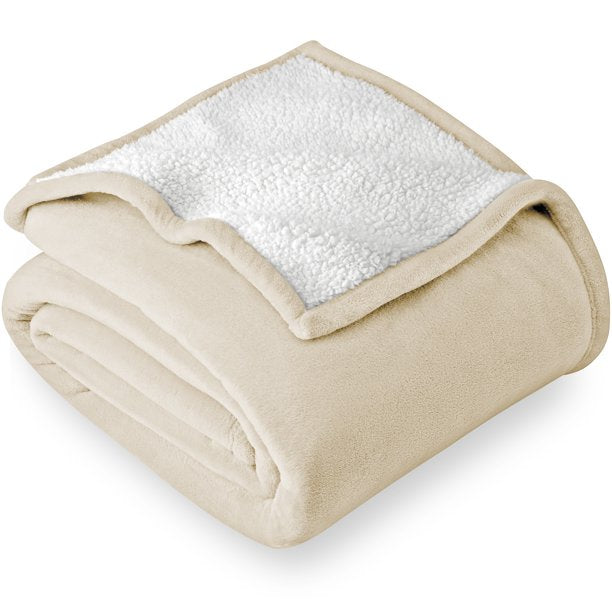 Bare Home Blanket Sherpa Reversible in Oyster Twin or Twin XL
