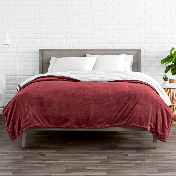 Bare Home Blanket Sherpa Reversible in Rosewood Twin or Twin XL