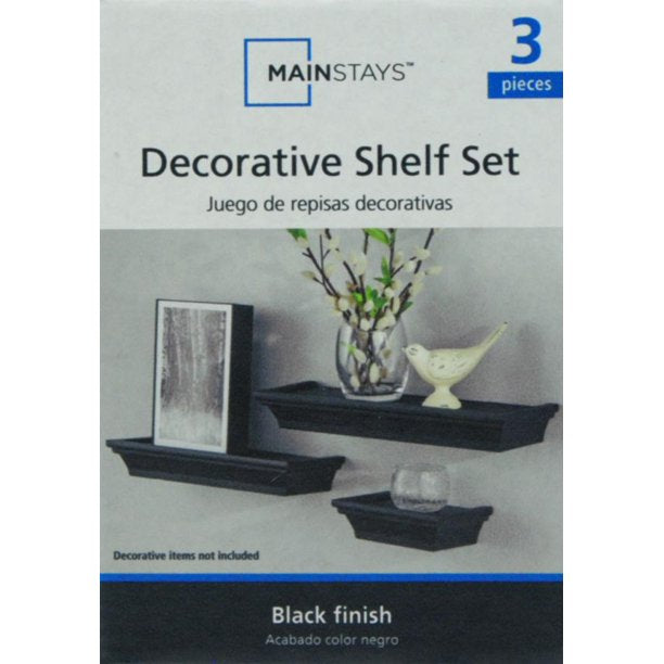 Decorative Wood Floating Shelves in Black