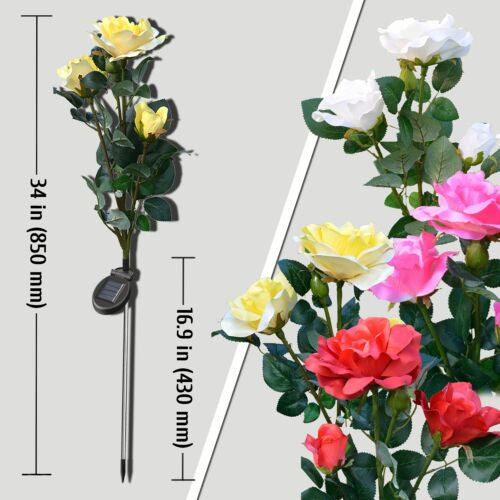 Yard Decoration Garden Solar LED Flower Lightin Pink Roses