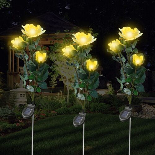 Yard Decoration Garden Solar LED Flower Lightin Pink Roses