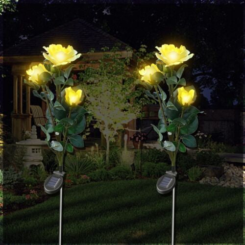 Yard Decoration Garden Solar LED Flower Lightin Pink Roses