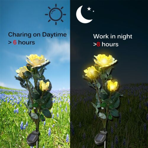 Yard Decoration Garden Solar LED Flower Lightin Pink Roses