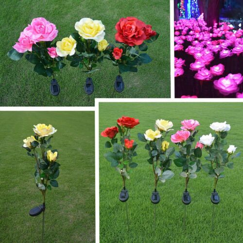 Yard Decoration Garden Solar LED Flower Lightin Pink Roses