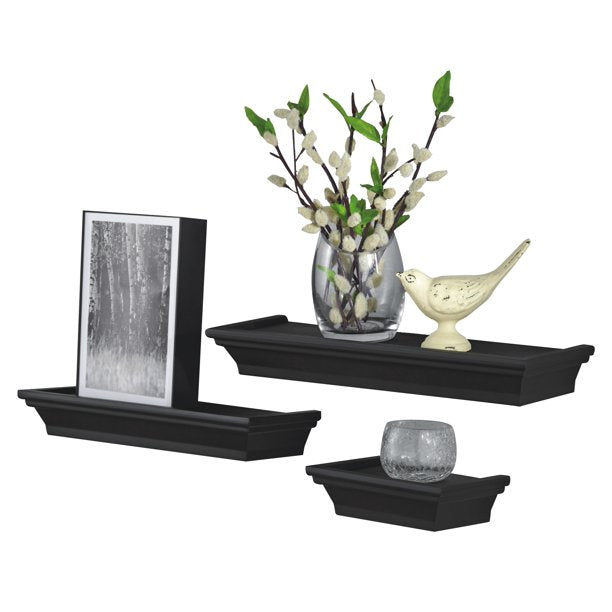 Decorative Wood Floating Shelves in Black