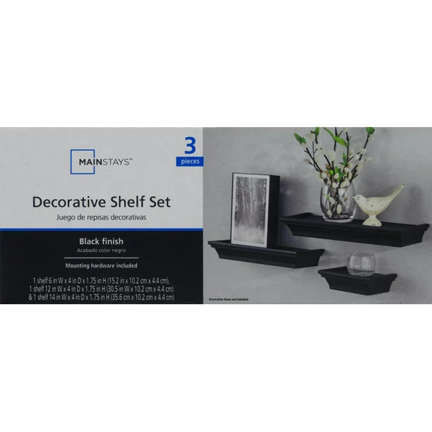 Decorative Wood Floating Shelves in Black