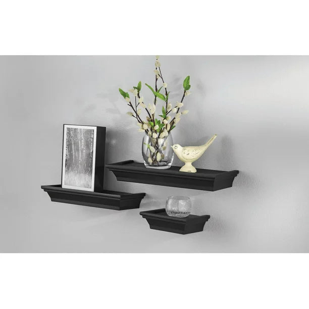 Decorative Wood Floating Shelves in Black