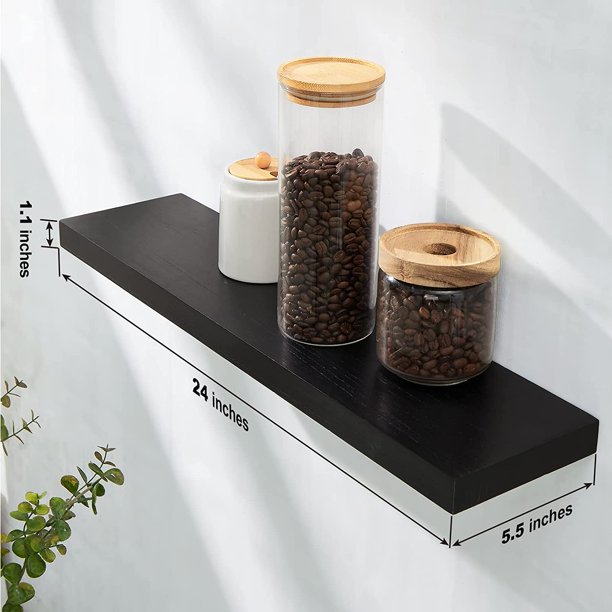 Wall Mounted Shelves with Set of 2 Black