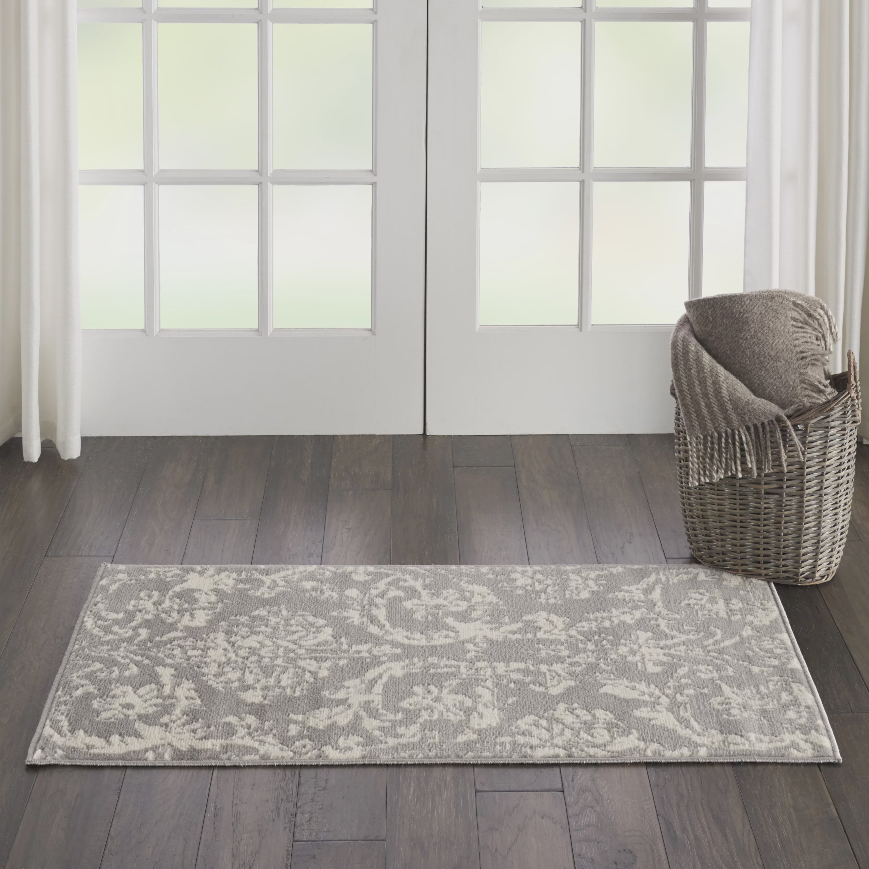 Area Rugs Distressed Damask Grey  2ft x 4ft