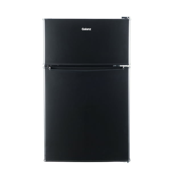 Two-Door Mini Fridge with Freezer 3.1 Cubic Foot Black