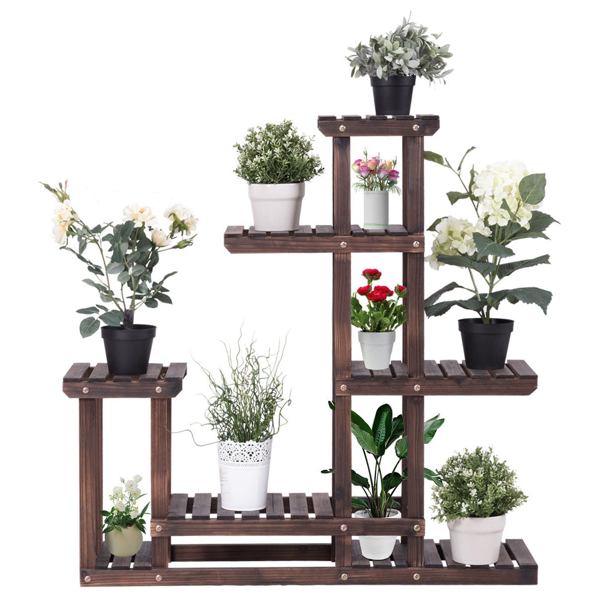 Wooden Storage Stand Plant Flower Display Rack for Garden