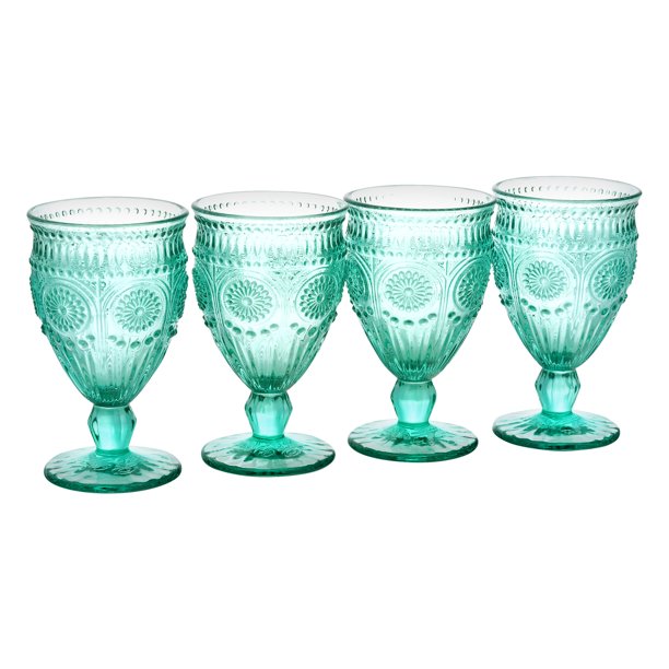 Adeline Footed Glass Goblets Turquoise