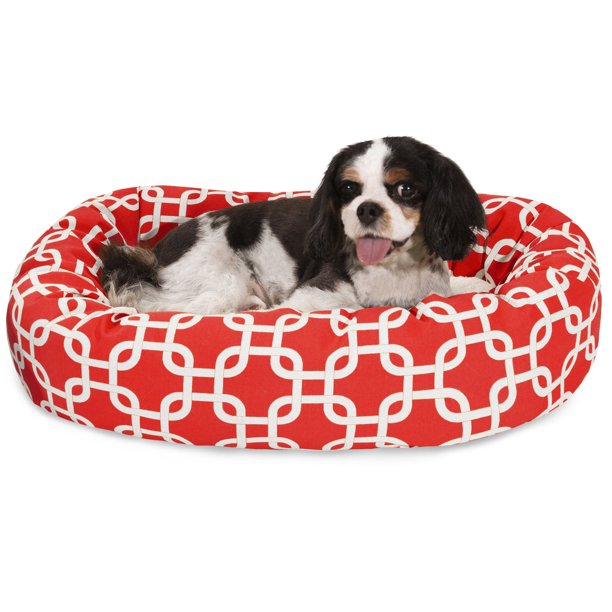 Sherpa Bagel Pet Bed in 24 Inches Red Small