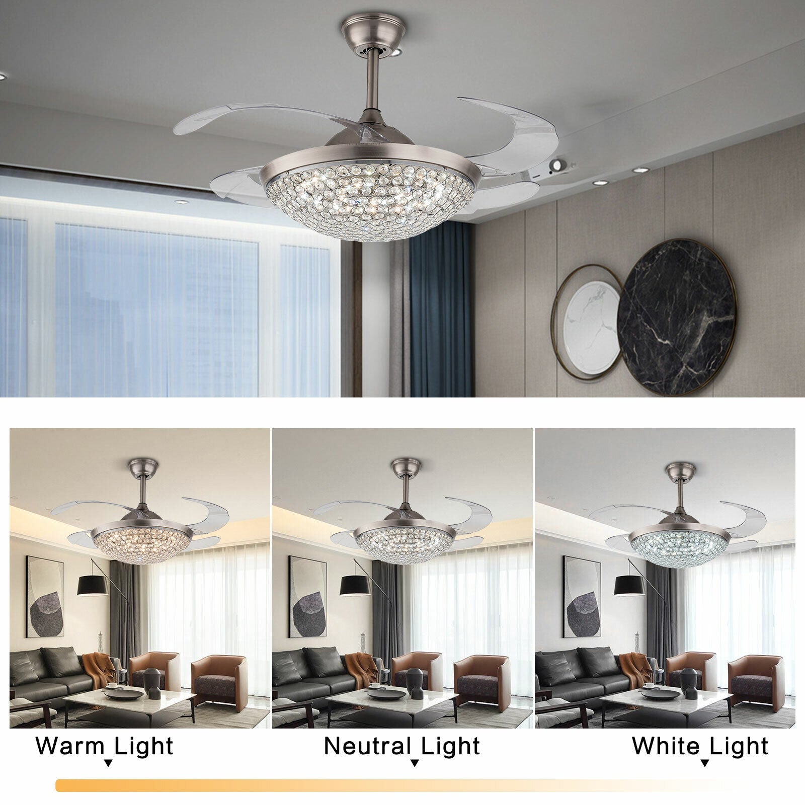 Chandelier Lamp with Remote 42 Inches