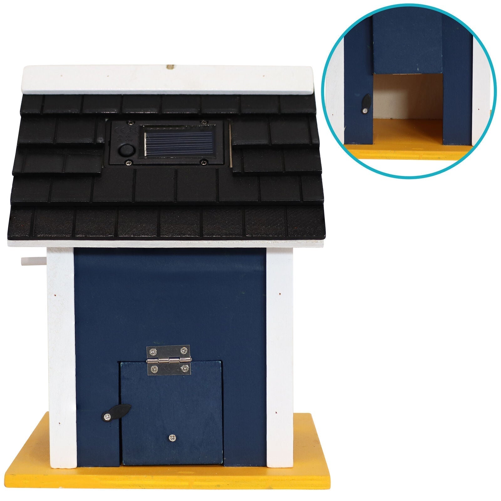 Birdhouse with Solar LED Light in Blue