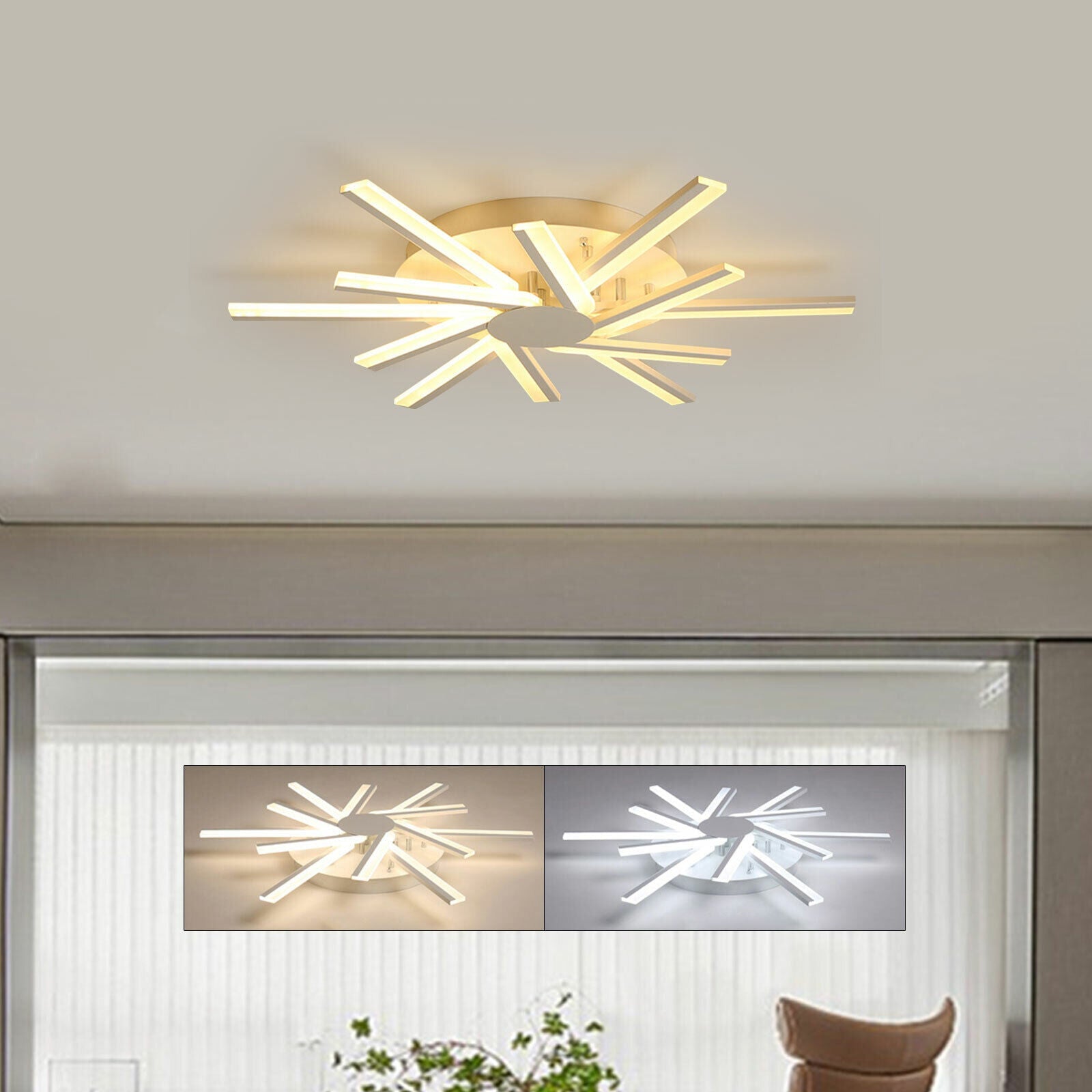 Ceiling Light 12 Light Remote Lamp in White