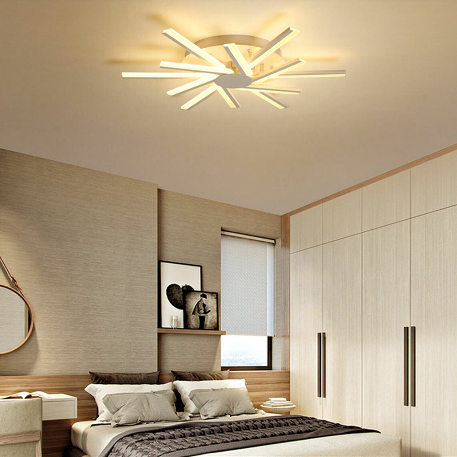 Ceiling Light 12 Light Remote Lamp in White