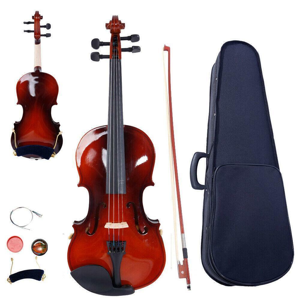 Maple Acoustic Violin Fiddle One Fourth with Case Bow Rosin Tuner shoulder Rest