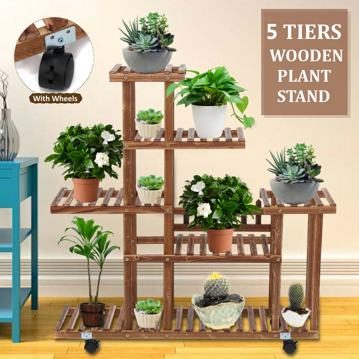 Wooden Plant Stand Flower Pot Rack Shelf