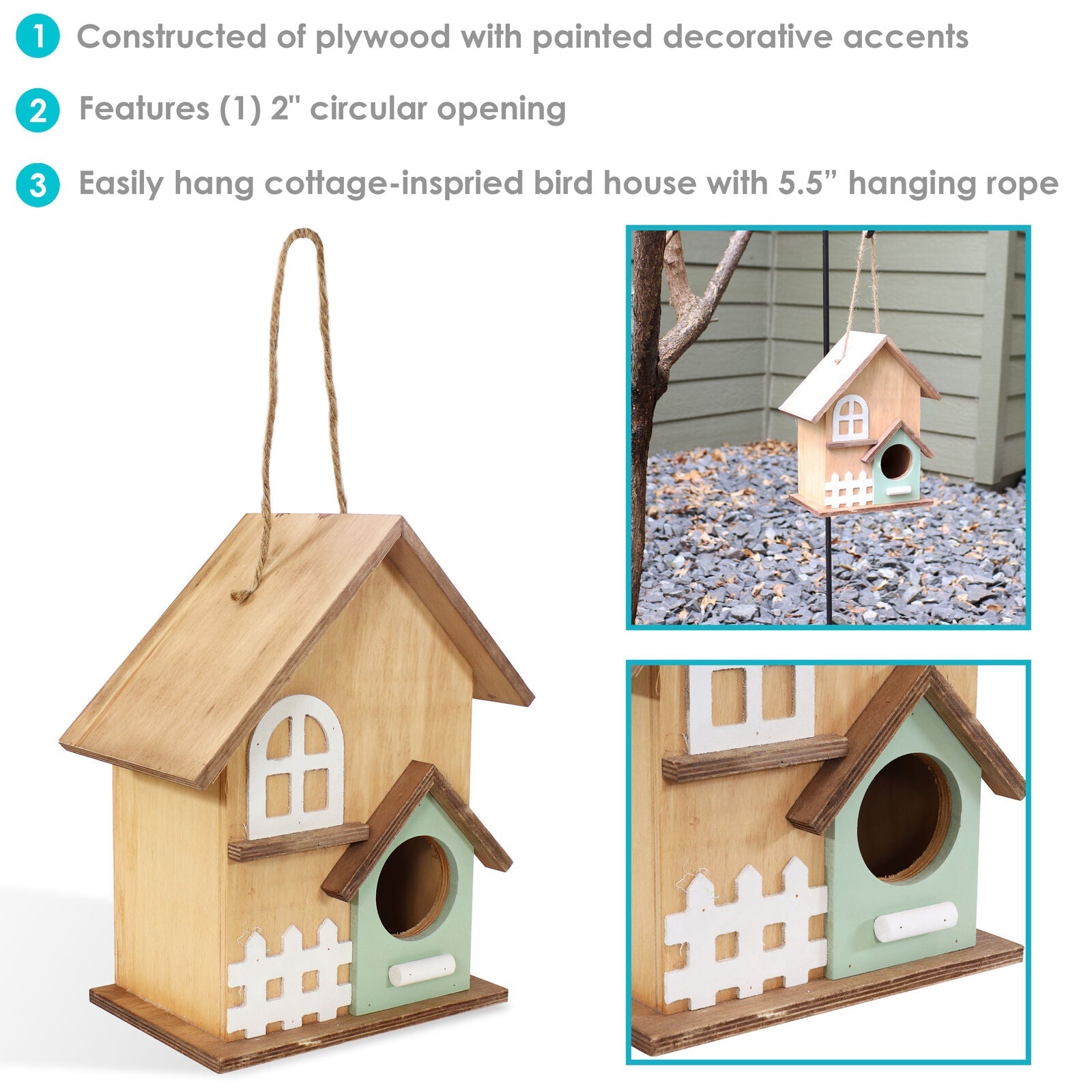 Birdhouse Hanging in 9.25 Inches Brown