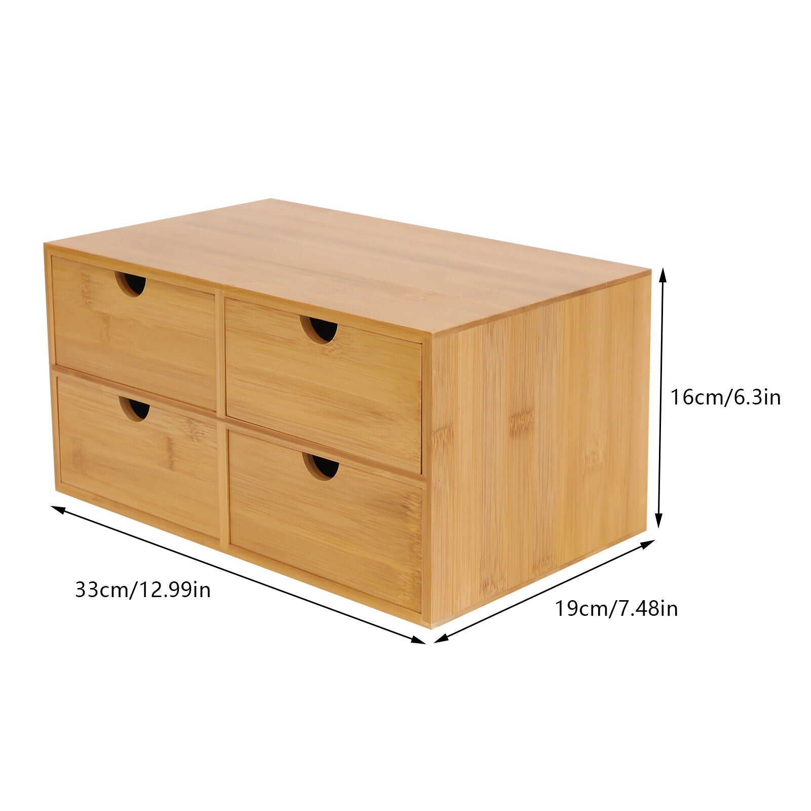 Bamboo Desktop Storage Box with 4 Drawers in Natural Color