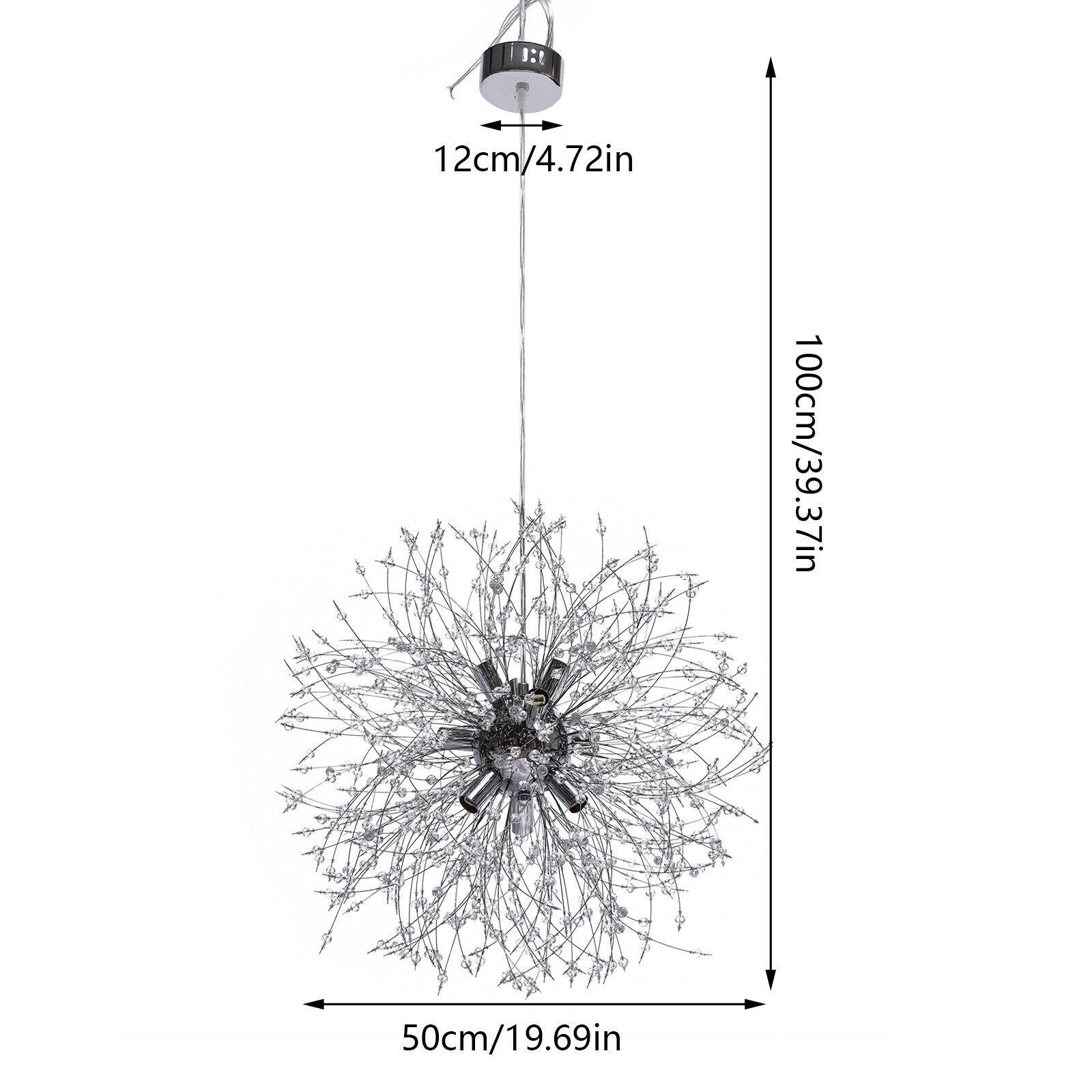 Chandelier Sputnik Fixture Modern 9 LED Ceiling Pendant Lamp 19.69 Inches