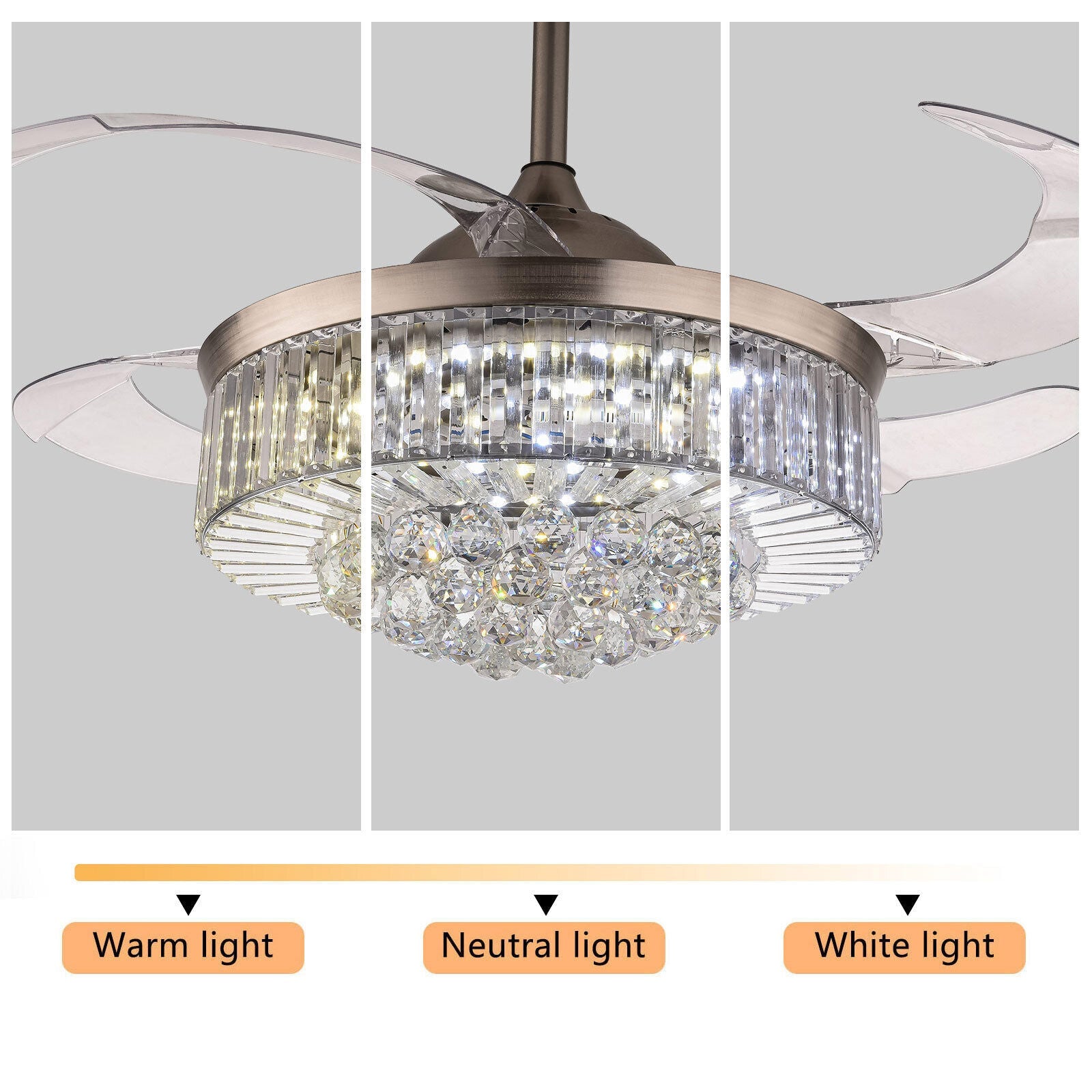 Crystal Ceiling Fan Light LED