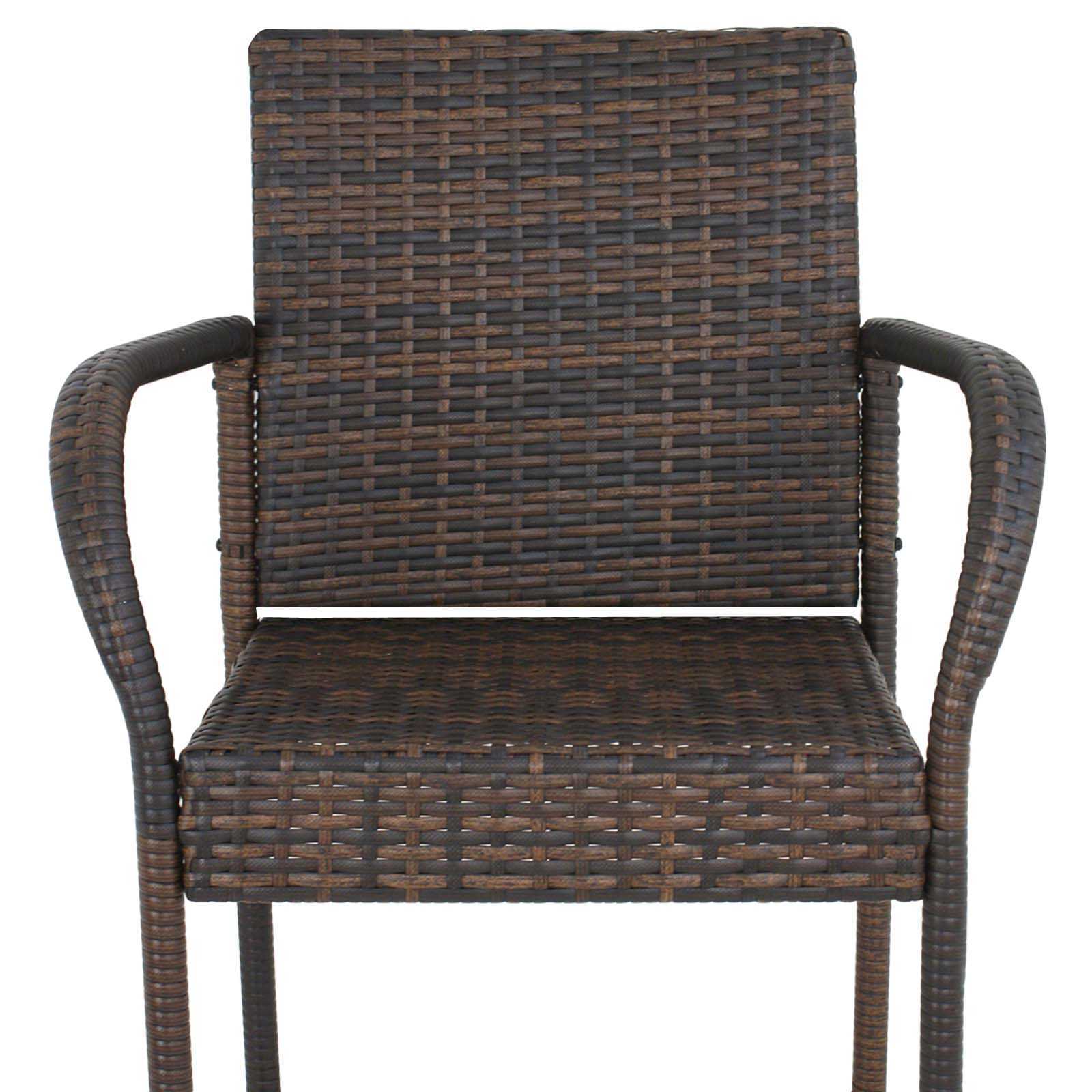 2Pieces Rattan Wicker Bar Stool Outdoor Backyard Patio Furniture Chair with Armrest