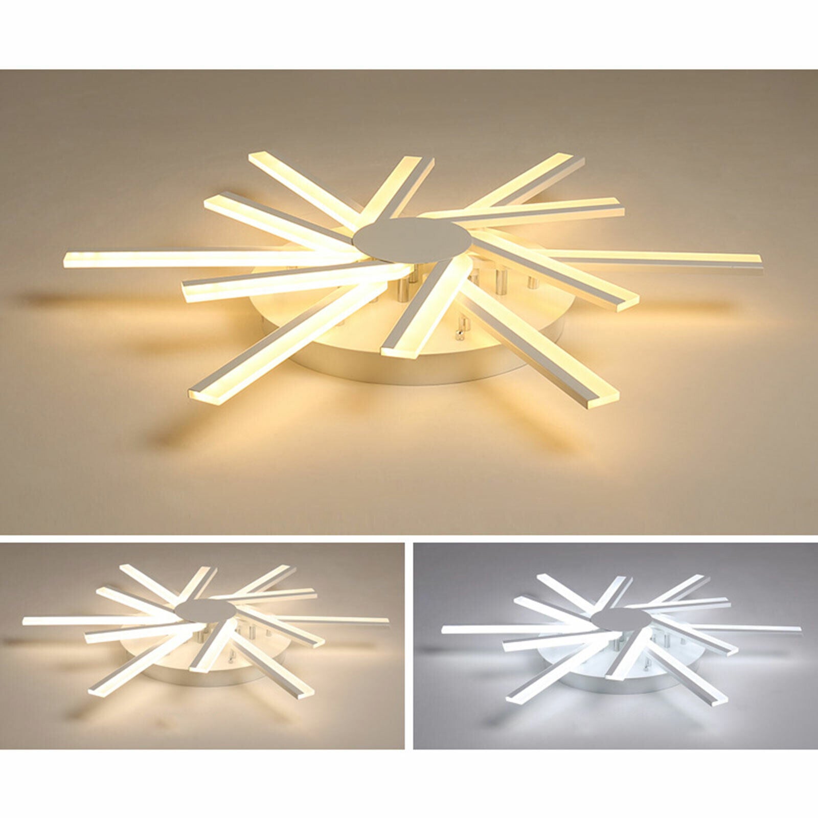 Ceiling Light 12 Light Remote Lamp in White