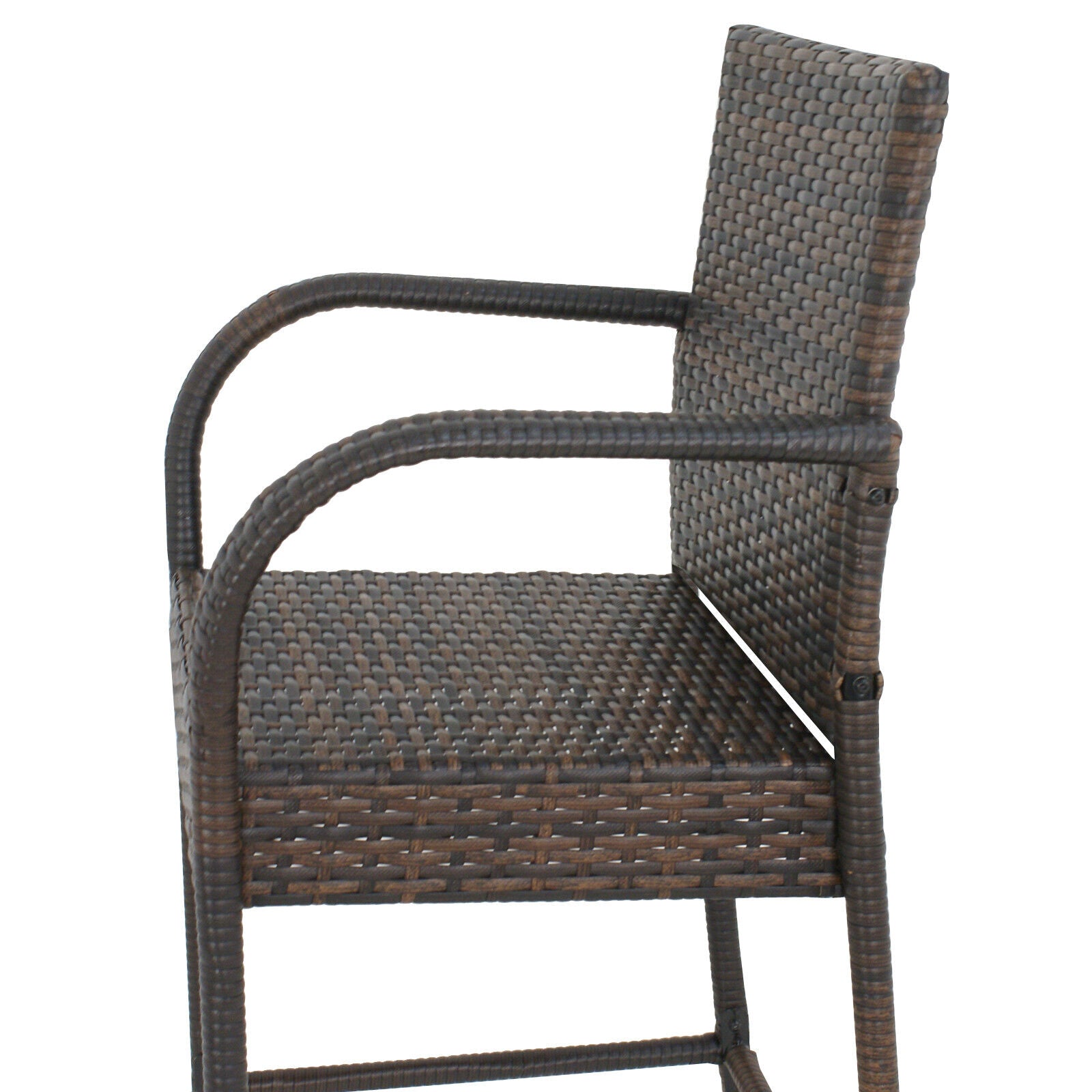 2Pieces Rattan Wicker Bar Stool Outdoor Backyard Patio Furniture Chair with Armrest