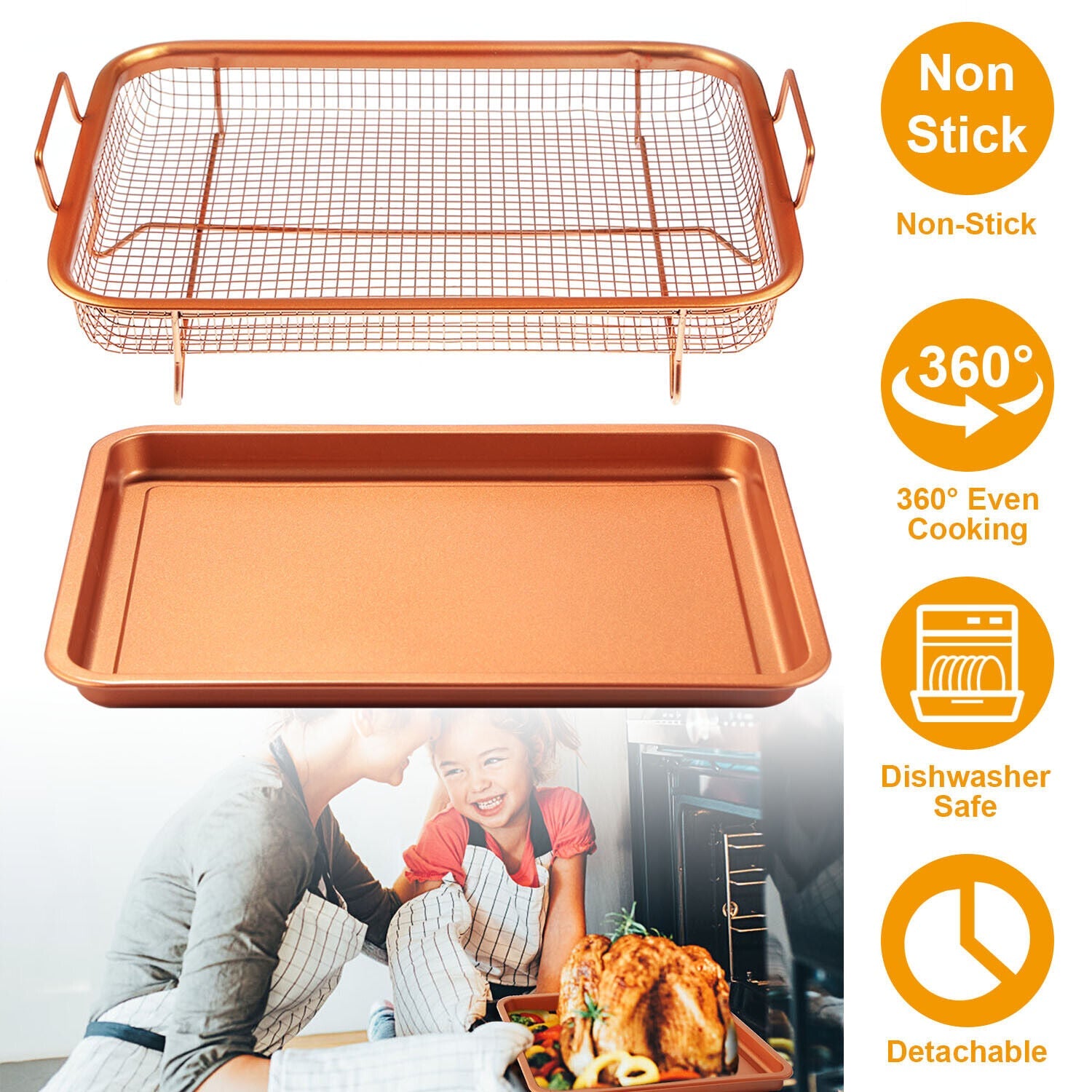 Crisper Pan Sheet Tray NonStick Bakeware Set Oven 13x9 Inches